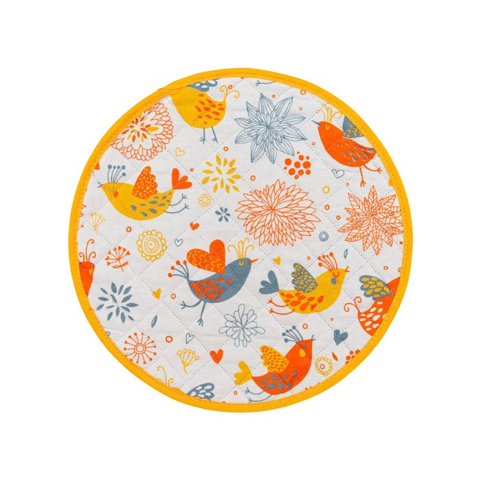 фото Подушка на табурет birds, размер d=34 см, цвет оранжевый guten morgen