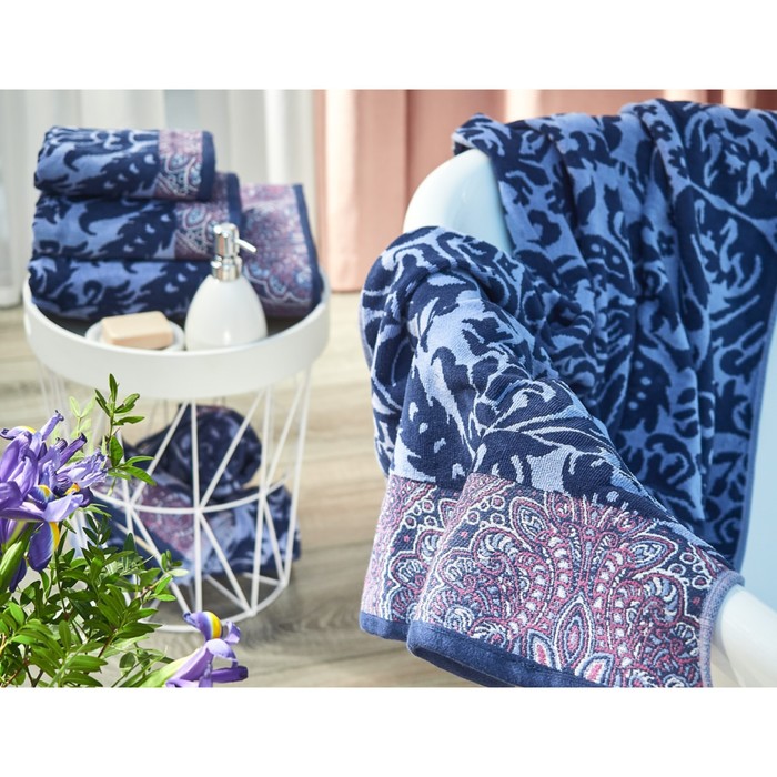 Полотенце махровое Goa blue/violet, размер 34х76 см, цвет синий