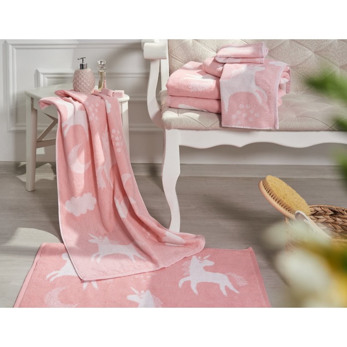 Полотенце махровое Unicorn, размер 50х90 см, цвет розовый