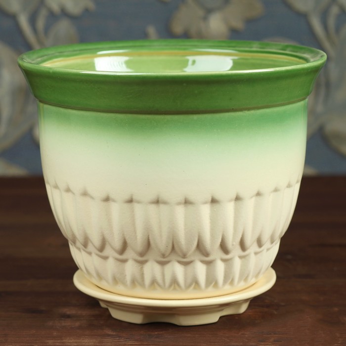 Кашпо "Балеро" бело-зелёное 4,3 л