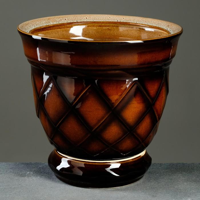 Кашпо "Ромб" коричневое 4 л
