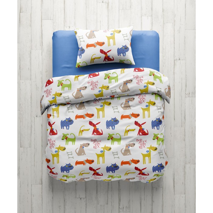

КПБ для детей Multicolor dogs 1,5 сп, размер 150х214 см, 143х215 см, 50х70 см