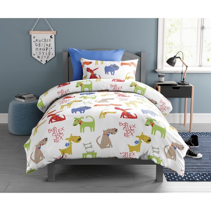 

КПБ для детей Multicolor dogs 1,5 сп, размер 150х214 см, 143х215 см, 70х70 см