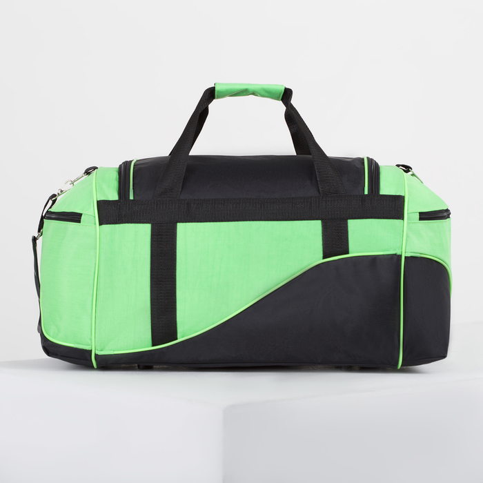 Сумка дорожная, 1 отдел, 3 наружных кармана, длинный ремень, цвет чёрный/зелёный