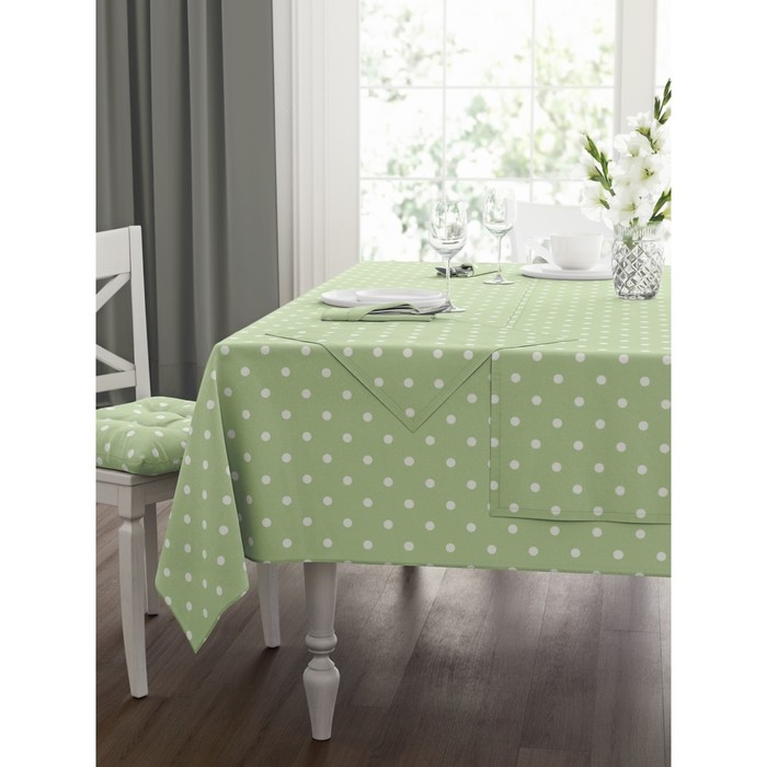 Салфетка сервировочная Green polka dot, размер 40х40 см, цвет зеленый