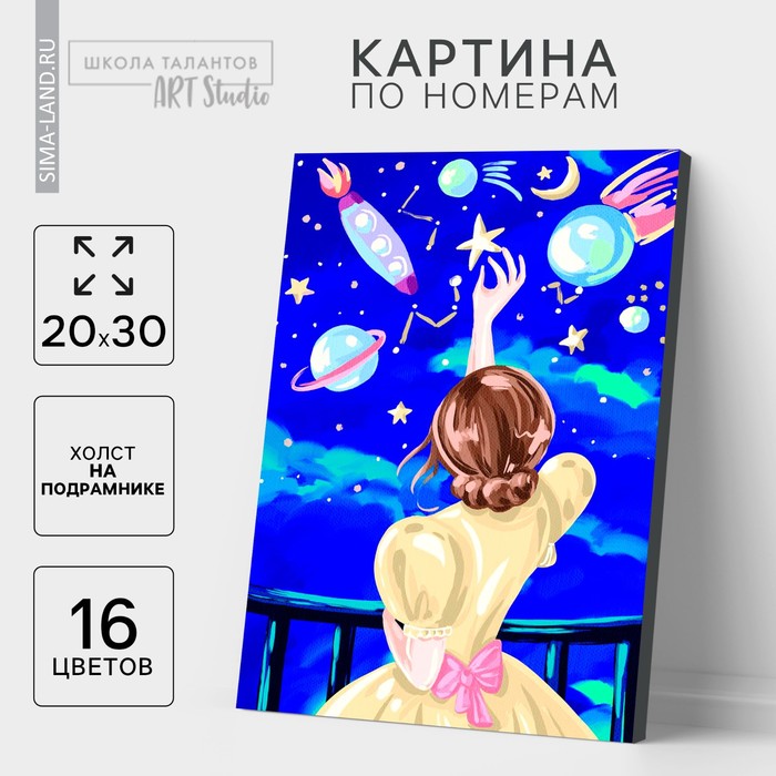 

Картина по номерам на холсте с подрамником «Ночное небо» 20х30 см
