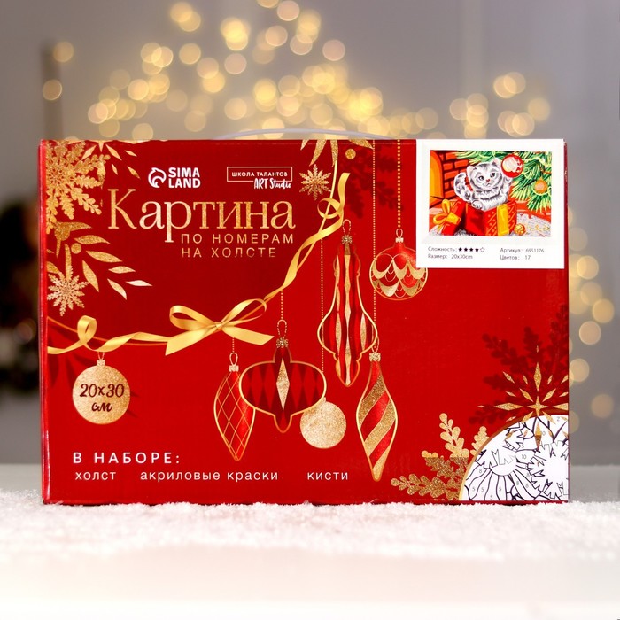 

Картина по номерам на холсте с подрамником «Котик в коробке» 20х30 см