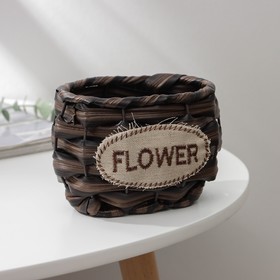 Кашпо для цветов плетёное Доляна FLOWER, 13×9,5×9 см, цвет тёмно-коричневый Ош