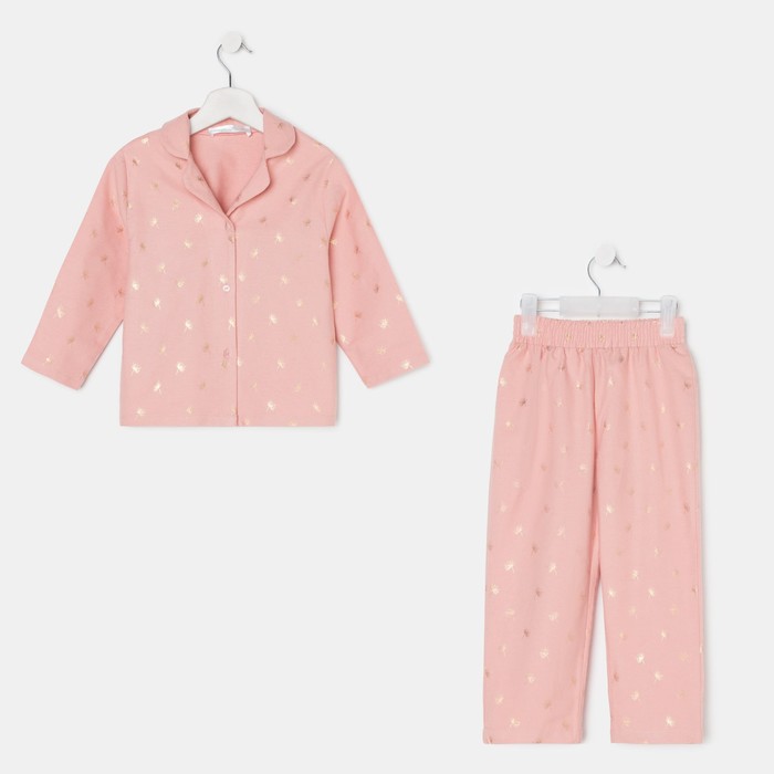 Пижама детская из фланели (рубашка, брюки) KAFTAN Одуванчики, рост 122-128, розовый пижама детская из фланели рубашка брюки kaftan дино размер 122 128 голубой