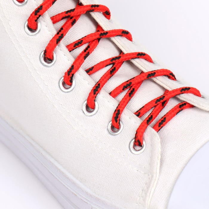 фото Шнурки для обуви, пара, круглые, 5 мм, 120 см, цвет красный/чёрный onlitop