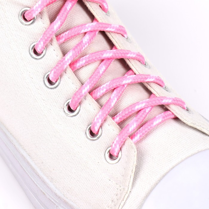 фото Шнурки для обуви, пара, круглые, 5 мм, 120 см, цвет розовый/белый onlitop