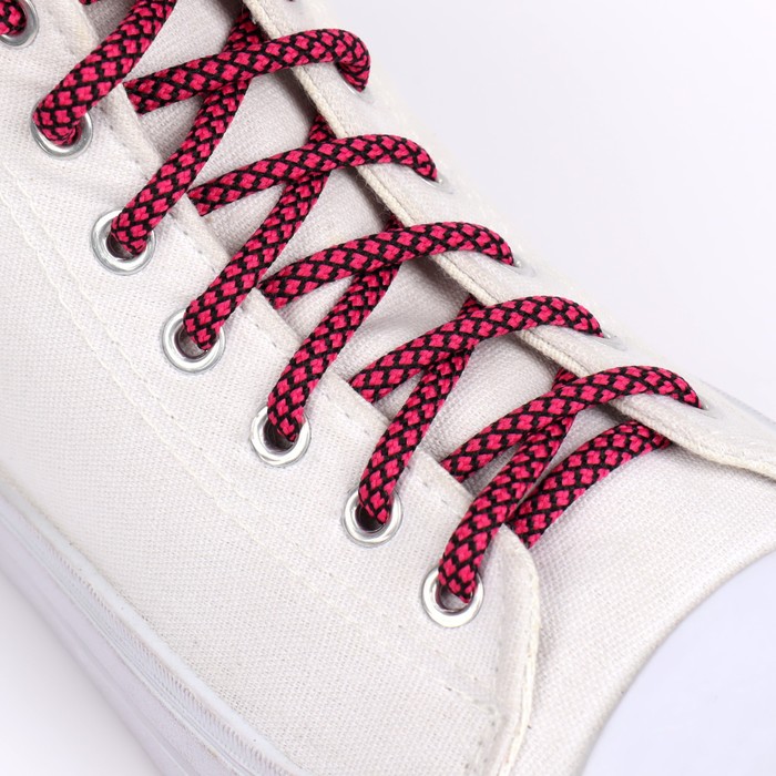 фото Шнурки для обуви, пара, круглые, 6 мм, 120 см, цвет розовый/чёрный onlitop
