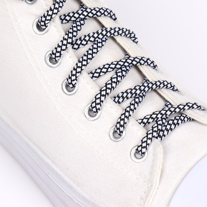 фото Шнурки для обуви, пара, круглые, 6 мм, 120 см, цвет белый/чёрный onlitop