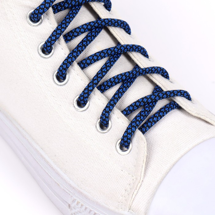 фото Шнурки для обуви, пара, круглые, 6 мм, 120 см, цвет синий/чёрный onlitop