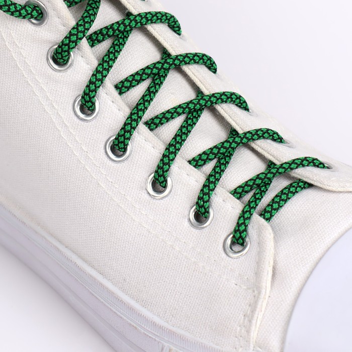 фото Шнурки для обуви, пара, круглые, 6 мм, 120 см, цвет зелёный/чёрный onlitop