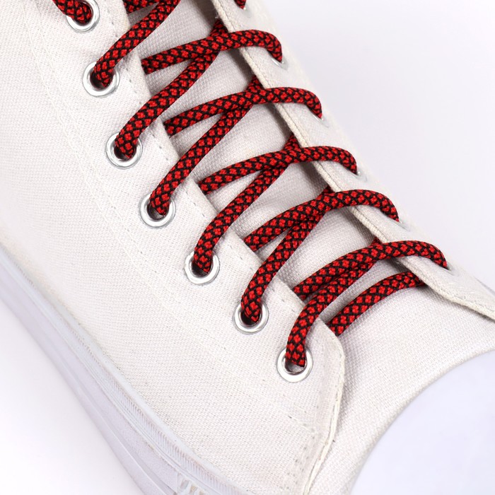 фото Шнурки для обуви, пара, круглые, 6 мм, 120 см, цвет красный/чёрный onlitop