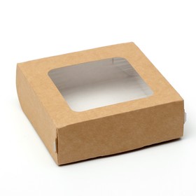 Коробка складная, с окном, крафт, 11,5 х 11,5 х 4 см
