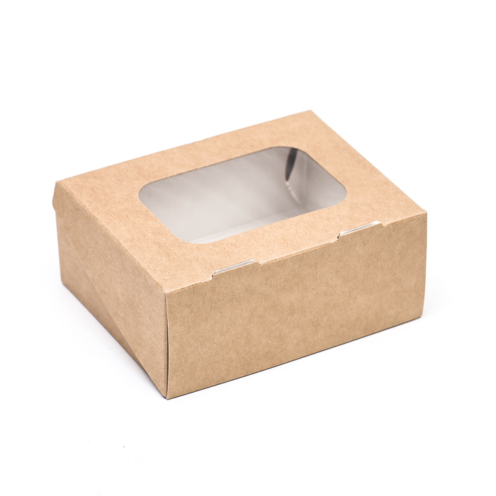 Коробка складная, с окном, крафтовая, 9 х 7 х 4 см коробка складная крафтовая 31 х 24 5 х 9 см