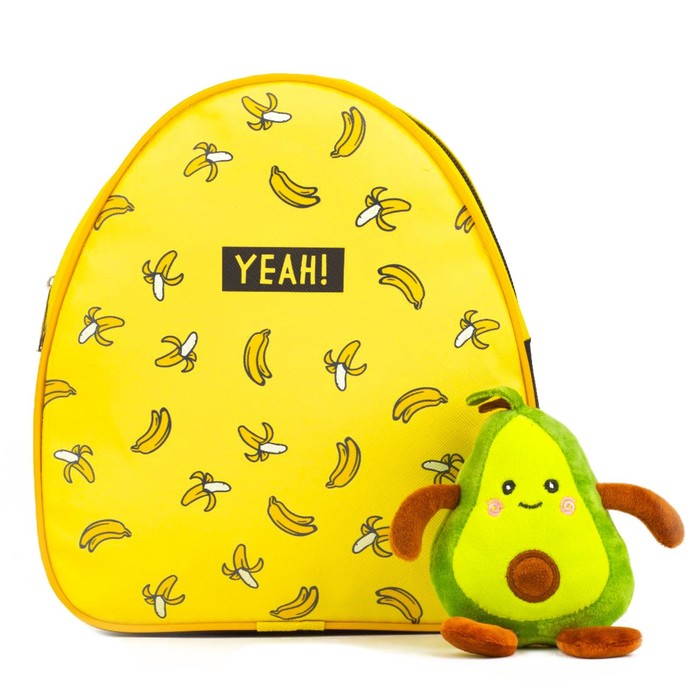 Рюкзак детский «Бананы» с игрушкой авокадо, 23 х 20.5 см, жёлтый