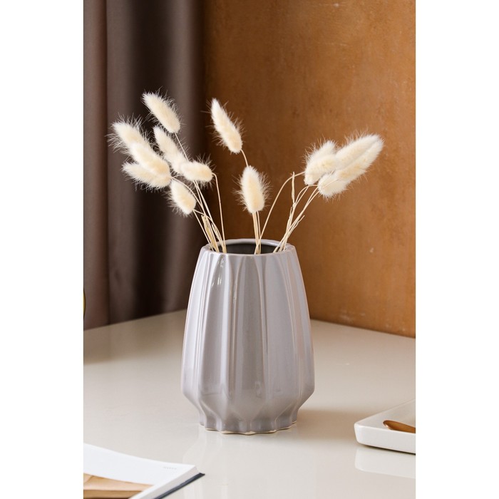 

Ваза керамическая "Оригами", настольная, геометрия, глянец, серая, 18 см