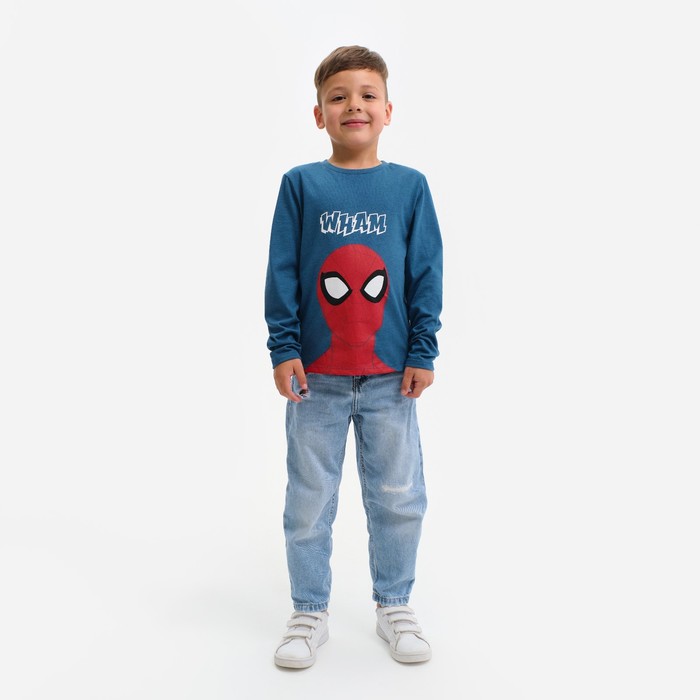 Футболка с длинным рукавом Человек-паук, Marvel, рост 122-128, синий футболка детская человек паук рост 122 128 красный