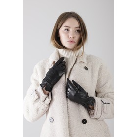 

Перчатки жен 23 см, р.8,5, пресс кожа, подклад шерсть, бант, черный