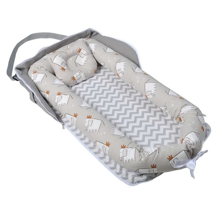 Спальное гнездо «Слоны», цвет серый