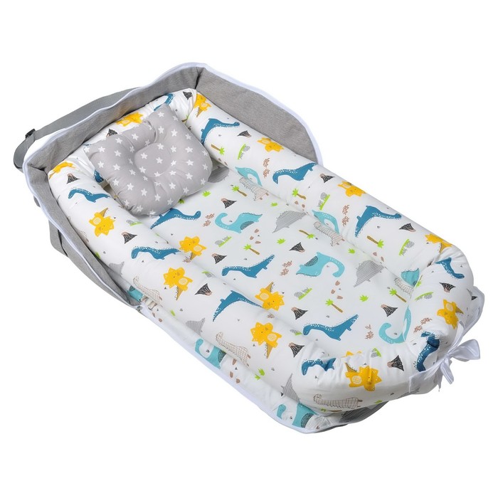 Спальное гнездо «Динозавры», цвет белый