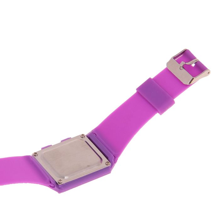 Часы наручные женские электронные с силиконовым ремешком, циферблат квадратный фиолетовые