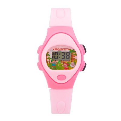Часы наручные детские, электронные, ремешок силикон, овальный циферблат, микс
