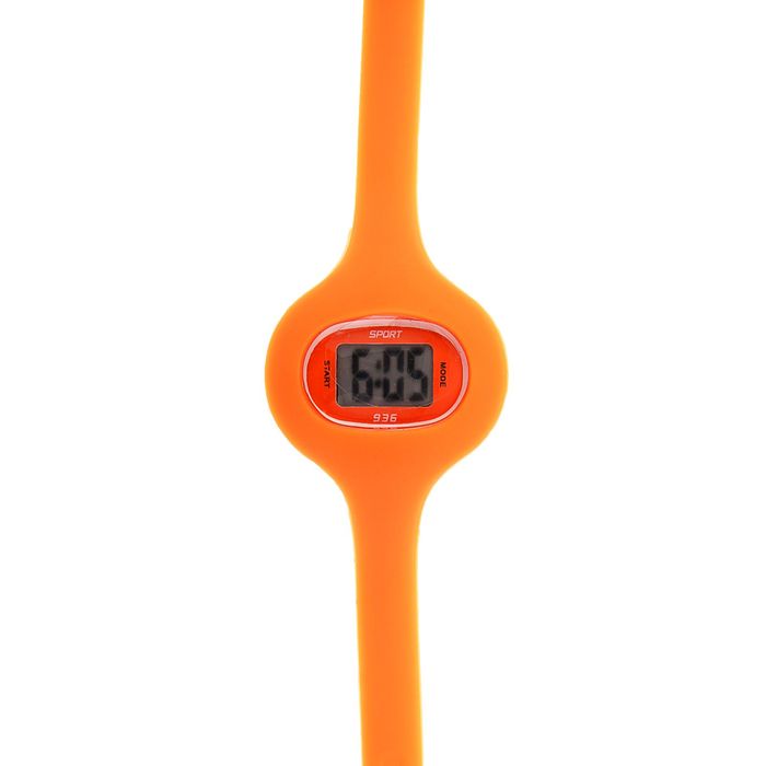 Часы наручные женские электронные влагозащищенные на тонком ремешке, цвет оранжевый