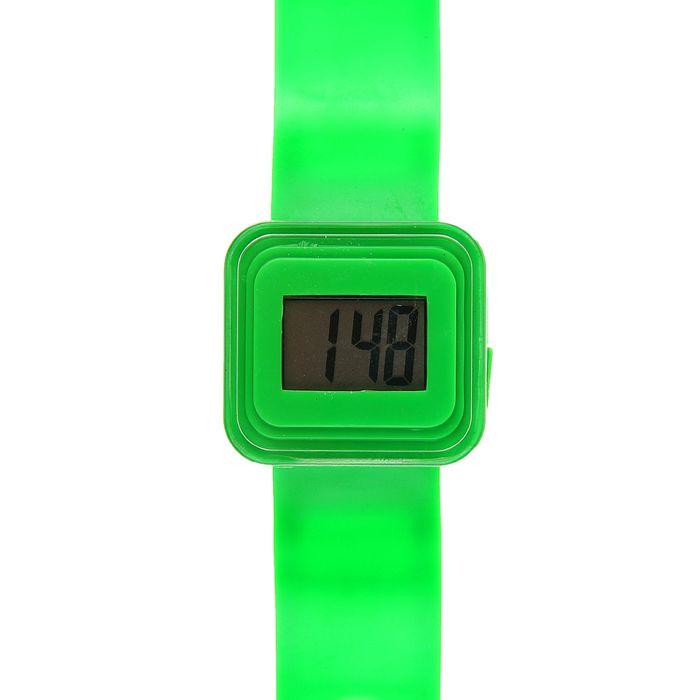 Часы наручные женские электронные влагозащищенные, квадратный циферблат, цвет зеленый