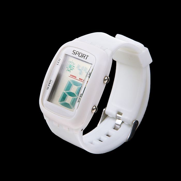 Часы наручные женские электронные влагозащищенные, прямоугольный циферблат, цвет белый