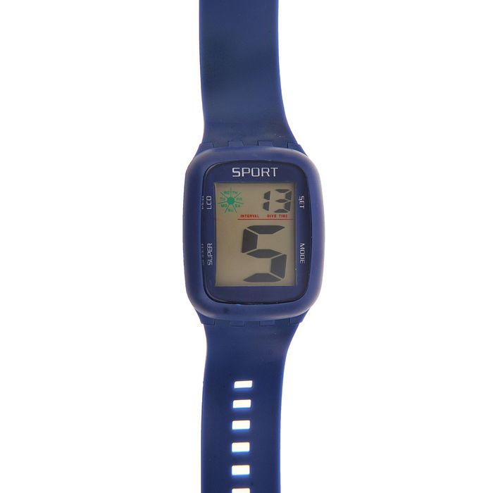 Часы наручные женские электронные влагозащищенные, прямоугольный циферблат, цвет синий