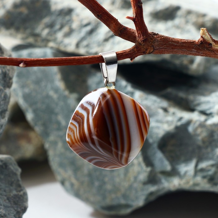 Подвеска кубик "Агат коричневый" (фас. 3шт)