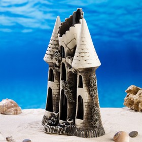 

Декорация для аквариума "Замок тройной", цвет серый, 12х21х29 см