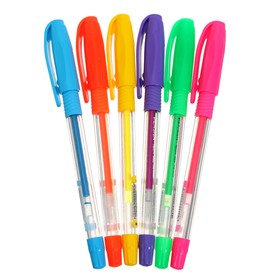 Ручка гелевая цветная Neon Pensan 1,0мм 6 цветов микс GEL с резиновым держателем