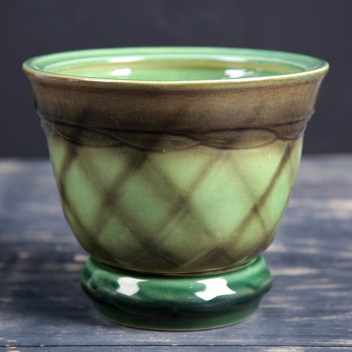 Кашпо "Ромб" зелёное 1 л