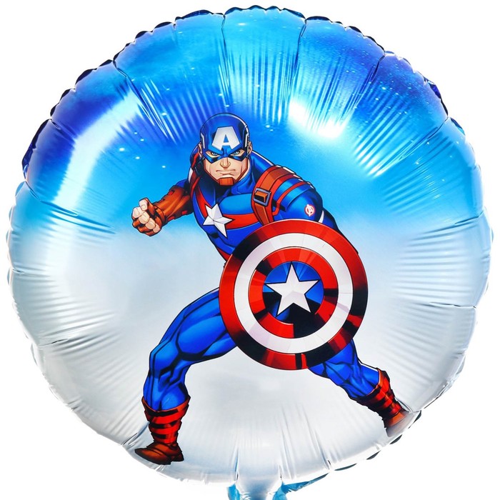 Шар воздушный Капитан Америка, 16 дюйм, фольгированный, Мстители шар фольгированный капитан америка мстители