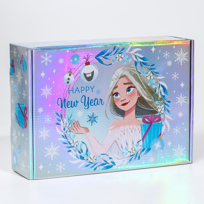 цена Коробка подарочная складная Happy New year Холодное сердце 31х22х9,5 см