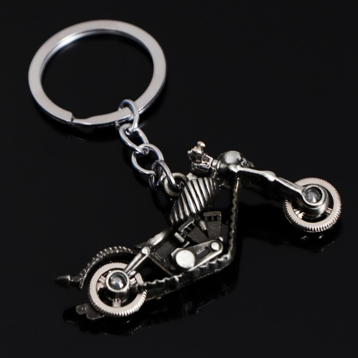 Брелок для ключей Cartage, Байк, металл, темный хром брелок для ключей cartage кроссовый байк серебро