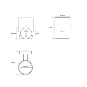 

Стакан X-Round одинарный для зубных щёток с держателем, 70x95x105 мм, цвет хром