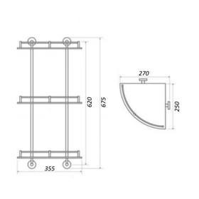 

Полка X-Round металлическая, стеклянная, угловая, тройная, с бортиком, 27x67x27 см, цвет хром