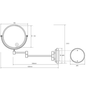 

Зеркало X-Round, подвесное косметическое, d=150 мм, цвет хром
