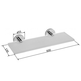 Полка X-Round стеклянная, 600x130 мм, с хромированными держателями от Сима-ленд