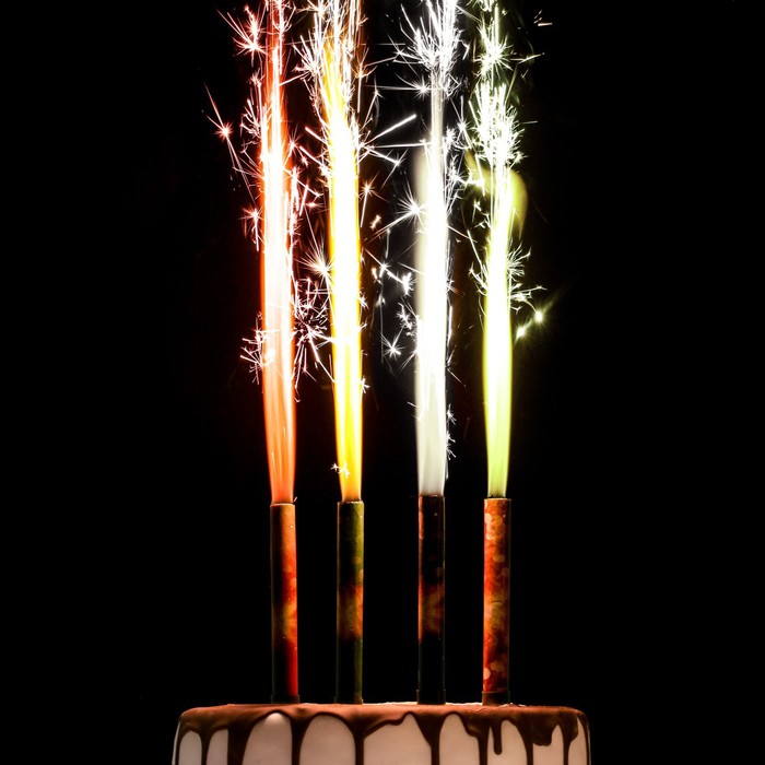 Свечи фонтаны для торта Неон, 12,5 см, 40 секунд, цветное пламя, 4 шт свечи для торта цветное пламя 5 шт