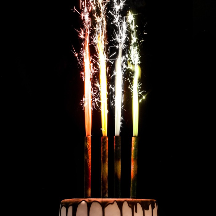Свечи фонтаны для торта Неон, 17,5 см, 60 секунд, цветное пламя, 4 шт свечи для торта paterra цветное пламя 6шт 8см 1ч г без аромата