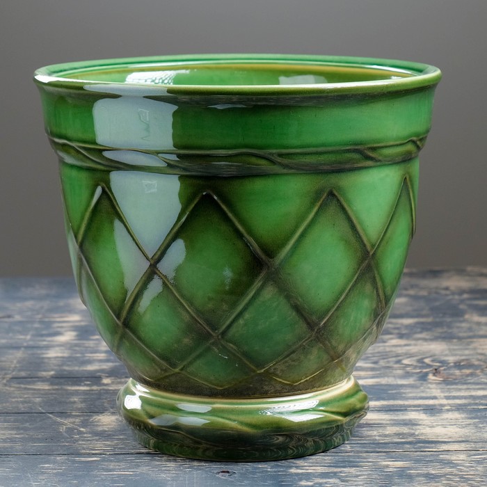 Кашпо "Ромб" зелёное 9 л