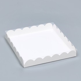 Коробочка для печенья, белая, 21 х 21 х 3 см