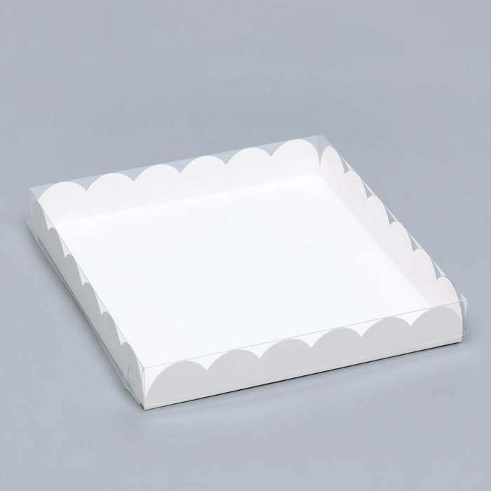 Коробочка для печенья, белая, 21 х 21 х 3 см коробочка для печенья розовая 21 х 21 х 3 см